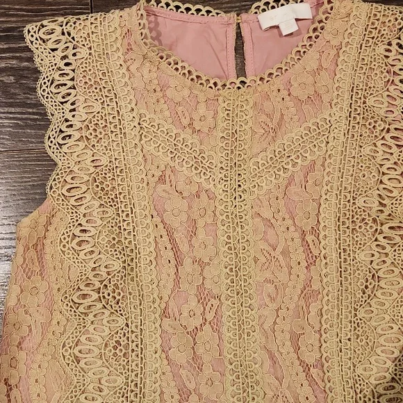 ❤️ NWOT! ANTHROPOLOGIE ERI + ALI SYDNEY LACE BLOUSE / TOP IN BEIGE/PINK, XS - Picture 6 of 12